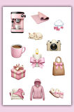 4 Lü Pink Girls Sticker Set Sevimli Pempe Temalı Sticker Set Sticker Set's