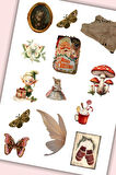 Vintage Sticker Planner Ajanda Bullet Journal Için Uygun Set Yılbaşı Merry Christmas