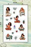 2'Li Meditasyon Sticker Set Etiket Bullet Journal/Defter/Matara/Telefon için Uygun