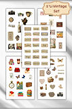 5'li Vintage Sticker Planner Ajanda Bullet Journal Için Uygun Set