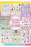 Sanrio Sticker Set Hello Kitty Kuromi 15 Syf 350 Ad. Planlayıcı Bullet Journal Telefon Vb. Etiket