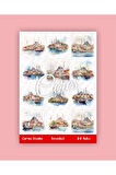 İstanbul Temalı Sticker Set 2 Sayfa 24 Adet Etiket Planlayıcı Bullet Journal