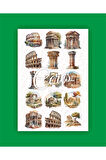 İtalya Antik Roma Tema Sticker Set Ancient Rome 2 Sayfa 39 Adet Etiket Planlayıcı Bullet Journal
