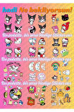 Şeffaf Kuromi Sanrio Su Geçirmez Sticker - My Melody Hello Kitty Cinnamoroll Etiket Seti
