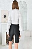Balıkçı Yaka Fermuarlı Gri Kadın Crop Sweatshırt