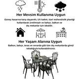 Ceritti Ferforje Görünümlü Masa ve Sandalye, Bahçe, Balkon ve Dış Mekanda Kullanılabilir, 2 Yıl Garantili, 150 kg Taşıma Kapasiteli, Plastik Kare Masa ve Sandalye Takımı