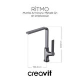 Creavit Ritmo Uzun Lavabo Armatürü - Metalik Gri