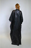Işıltılı Siyah Jakar Kumaş Ve İç Elbiseli Sendi Kumaş İkili Takım Abaya