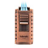 Lubinski Metal Bronz Puro Seti (3 Torch Çakmak, Puro Küllük, V-Cut Puro Kesici) (8086AT)