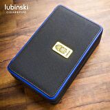 Lubinski Metal Siyah/Lacivert Puro Seti (Puro Seyahat Çantası, Dijital Nem Ölçer, Torch Çakmak, V-Cut Puro Kesici ) (8095AT)