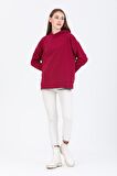 Pupiwessi Kadın Mor Kapüşonlu Oversize Sweatshirt-Hoodie