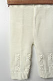 5'li Bebek Kışlık Beyaz Triko Takım Kazak Yelek Pantolon Bere Patik Yeni Doğan Unisex