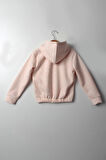 Kız Çocuk 5-10 Yaş Şardonlu Kalın Sweatshirt - Kapüşonlu Somon HAPPINESS Baskılı