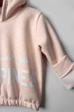 Kız Çocuk 5-10 Yaş Şardonlu Kalın Sweatshirt - Kapüşonlu Somon HAPPINESS Baskılı