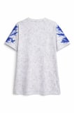 Erkek Asit Yıkamalı Oversize Tişört Mavi Kelebek Baskılı Dijital Print Bisiklet Yaka Streetwear TShirt
