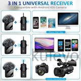 Çeşithane F11-2 3-in-1 Kablosuz Yaka Mikrofon – Telefon, Video Kayıt, Gürültü Önleyici