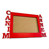 Anneler İçin Kırmızı Ahşap Fotoğraf Çerçevesi Canım Annem