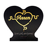 Anneler İçin Ahşap Kalp Dekor Seni Çok Seviyoruz Yazılı Hediye