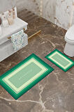 Bathroom Desenli Eko Banyo Paspası, Kaymaz Taban, Makinada Yıkanabilir, Dijital Baskı 2'li Set
