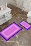 Bathroom Desenli Eko Banyo Paspası, Kaymaz Taban, Makinada Yıkanabilir, Dijital Baskı 2'li Set