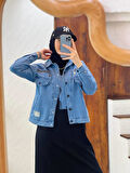 Camelya Denim Kot Ceketli Siyah Elbise Tesettür Ceket Elbise Takım