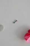 6 mm Hologram Renkli Arkası Düz Çelik Toplu Tragus Piercing Helix Kıkırdak Lob