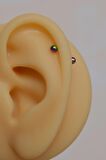 6 mm Hologram Renkli Çelik Toplu Piercing Tragus Helix Kıkırdak Lob Kaş