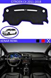 Citroen C4 2011-2018 İçin Uygun Torpido Koruma Halısı Siyah Kenar Renk Mavi