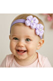 Çift Çiçekli İncili Çocuk & Bebek Saç Bandı - Özel Gün - Günlük Kullanım