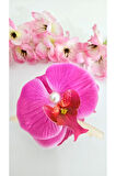 Orkide Çiçeği İncili Mandal Toka 10 cm Çift Taraflı 1 adet