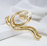 Altın Renk Asimetrik Spiral Metal Mandal Saç Tokası 10 cm – Şık ve Dayanıklı