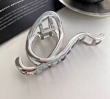 Gümüş Renk Asimetrik Spiral Metal Mandal Saç Tokası 10 cm – Şık ve Dayanıklı