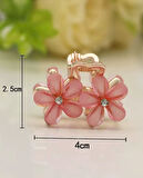 Pembe Taşlı Çiçek Metal Mandal Toka 4 cm 