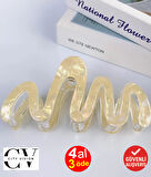 Dalga Model Sarı Renk Asetat 10,5 cm Lüks Mandal Toka