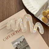 Dalga Model Sarı Renk Asetat 10,5 cm Lüks Mandal Toka