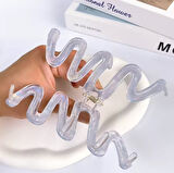 Dalga Model Sarı Renk Asetat 10,5 cm Lüks Mandal Toka