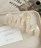 Dalga Model Sarı Renk Asetat 10,5 cm Lüks Mandal Toka