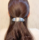 Metal Fransız Tip Saç Tokası – Parlak Gümüş Renkli 11 cm Klasik ve Şık Model