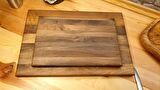 F&S WoodArt 2 li Set Doğal Ahşap Ceviz Ağacı Mutfak Kesme Sunum Et Ekmek Doğrama Tahtası