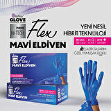 Flex tek kullanımlık pudrasız tpe eldiven 100'lü M-mavi