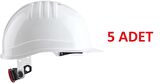 5 Adet Bbu Safety Sc 3000r - 3001 Hdpe Beyaz Renk Vida Çark Ayarlı Plastik İçlikli İş Güvenliği Bareti 