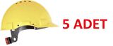 5 Adet Bbu Safety Sc 3000r - 3001 Hdpe Sarı Renk Vida Çark Ayarlı Plastik İçlikli İş Güvenliği Bareti 