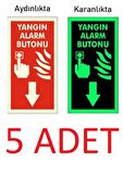 5 Adet Fosforlu Yangın Alarm Butonu Levhası