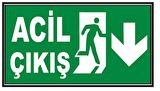 5 Adet Fosforlu Acil Çıkış  Levhası  - Fotolümenli - Aşağı Yön