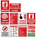 Atölye Fabrika İnşaat İşyeri İş Güvenliği Yangın Uyarı Levhası -10 adet Pvc Levha  
