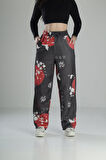 Japon Çiçeği Desenli Baggy Pantolon
