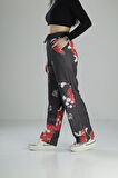 Japon Çiçeği Desenli Baggy Pantolon