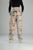 Kaktüs Desenli Baggy Pantolon