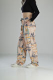 Kaktüs Desenli Baggy Pantolon