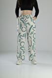 Yeşil Etnik Desenli Baggy Pantolon
